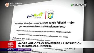 Miraflores: madre de 7 hijos falleció tras someterse a liposucción en clínica clandestina