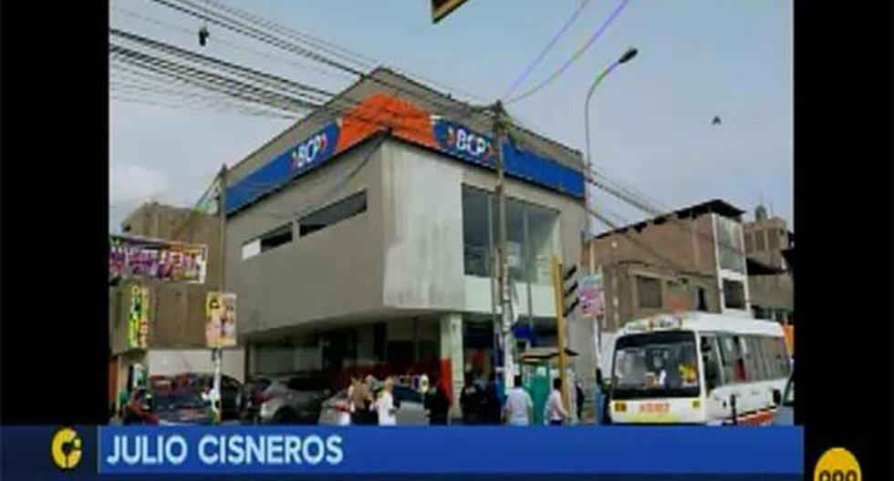 Lima. Cuatro delincuentes roban 50 mil soles de agencia del BCP en Villa María del Triunfo. (Foto: RPP TV)