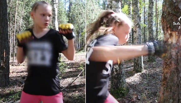 Evnika Saavakass impresiona por su destreza técnico en su entrenamiento en el bosque. (Imagen: Familia Saadvakass / YouTube)