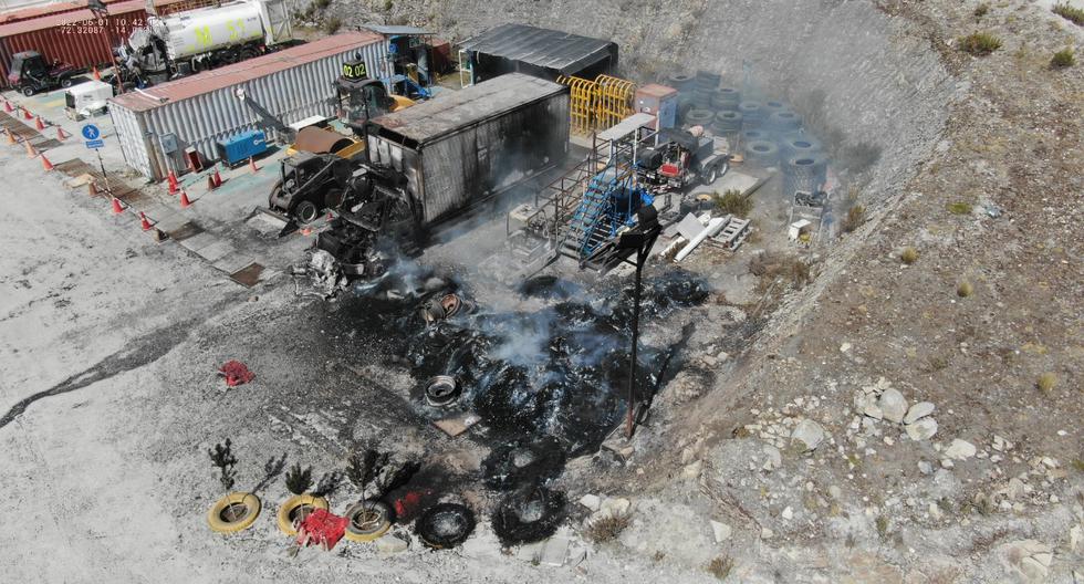 Las instalaciones de Charcascocha, en el tajo de Chalcobamba, propiedad de MMG Las Bambas, quedaron seriamente afectadas tras el ataque de comuneros de Huancuire.