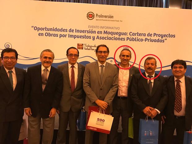 Carlos Estremadoyro y Hugo Misad, quienes aparecen al lado del expresidente Martín Vizcarra, son señalados de integrar el grupo 'los moqueguanos'.