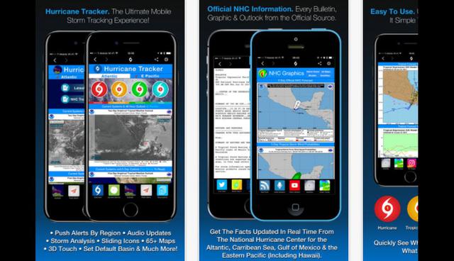 Hurricane Tracker. Disponible solo en la App Store. Usa los datos del Centro Nacional de Huracanes (NHC, por sus siglas en inglés) para retransmitir todas las advertencias, mapas y reportes en tiempo real. (Foto: App Store)