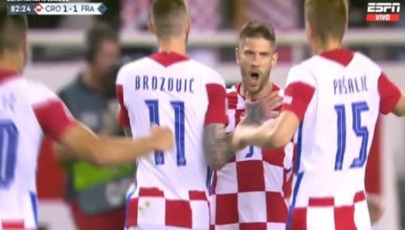 Croacia encontró el empate ante Croacia. Foto: ESPN.