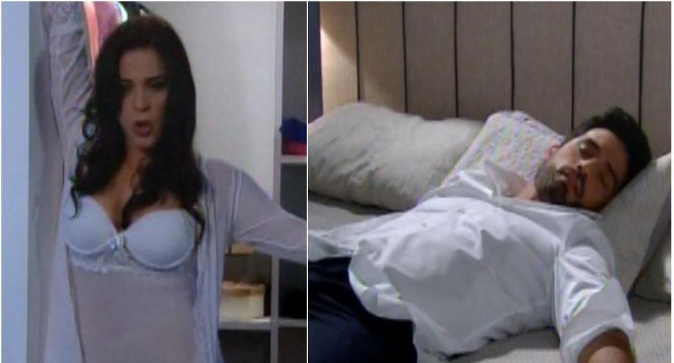 En VBQ Empezando a vivir, Cristina lució muy sensual para su noche de bodas, pero Lucas cayó privado del sueño. (Foto: Captura América TV)